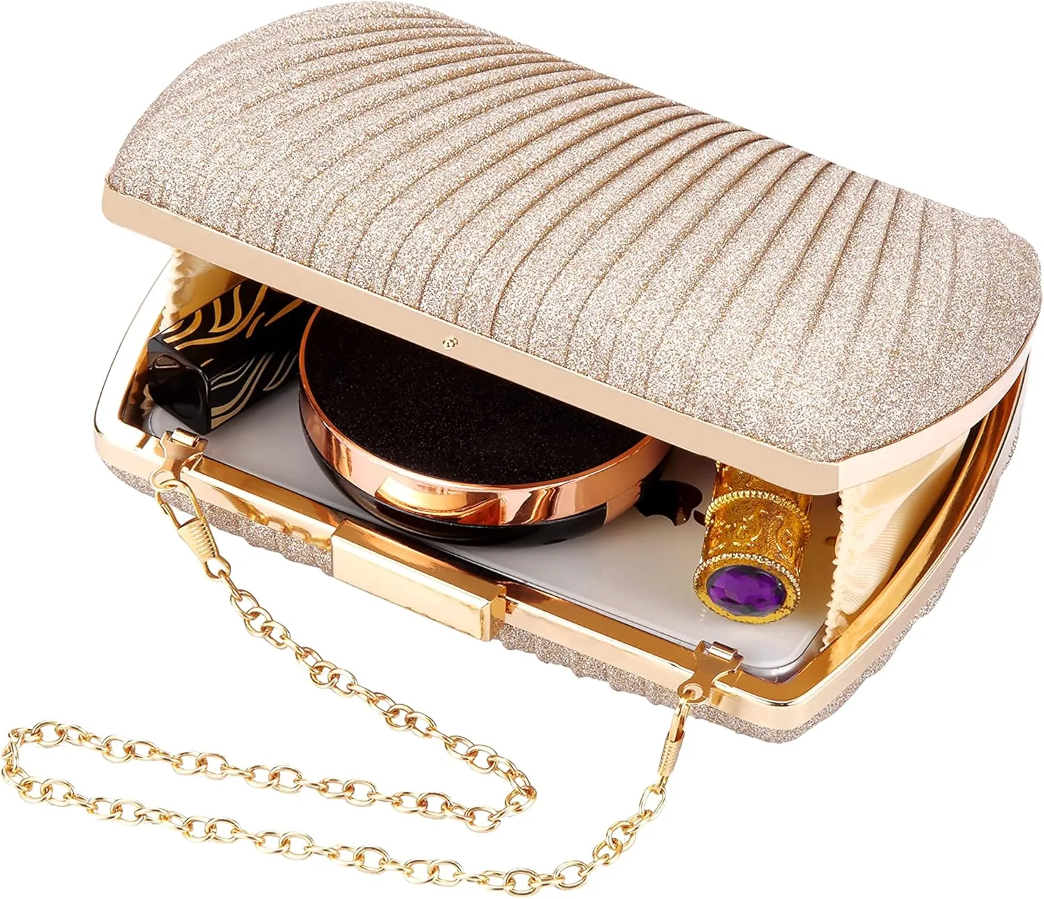 gold clutch,gold clutch purses for women evening wedding cocktail party evening bag shoulder crossbody handbag…