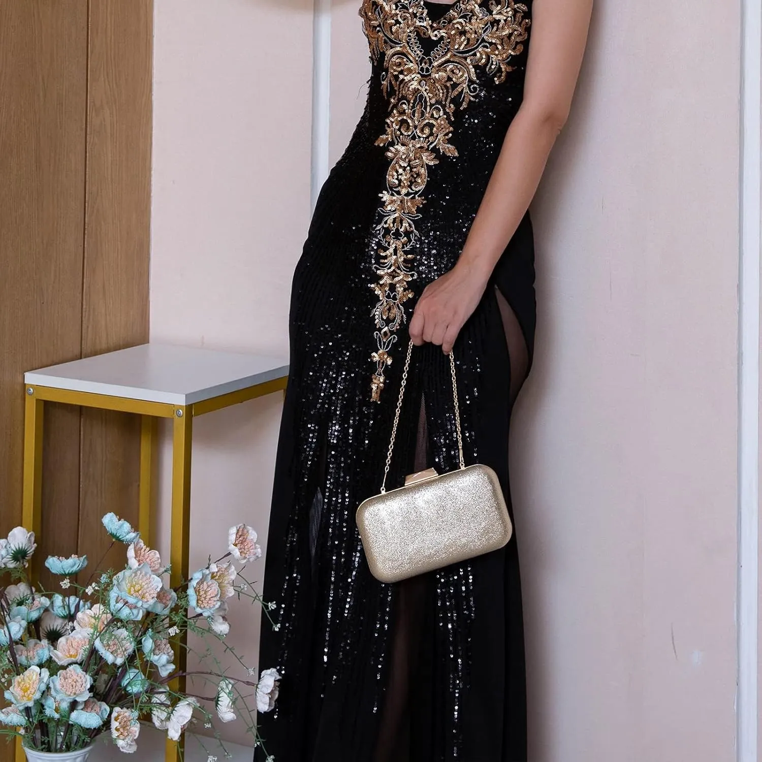 gold clutch,gold clutch purses for women evening wedding cocktail party evening bag shoulder crossbody handbag…