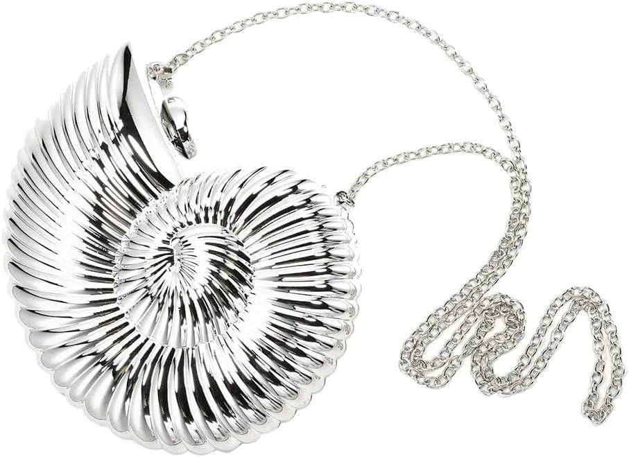 Gold Evening Purses and Clutches for Women Seashell Crossbody Shiny Bag Chain