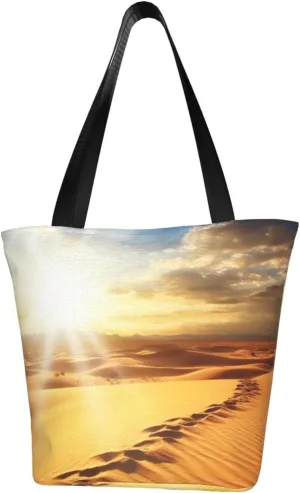 Golden Desert Bright Sunshine printed Shoulder bag Canvas Shopping Bag Fashion Handbag