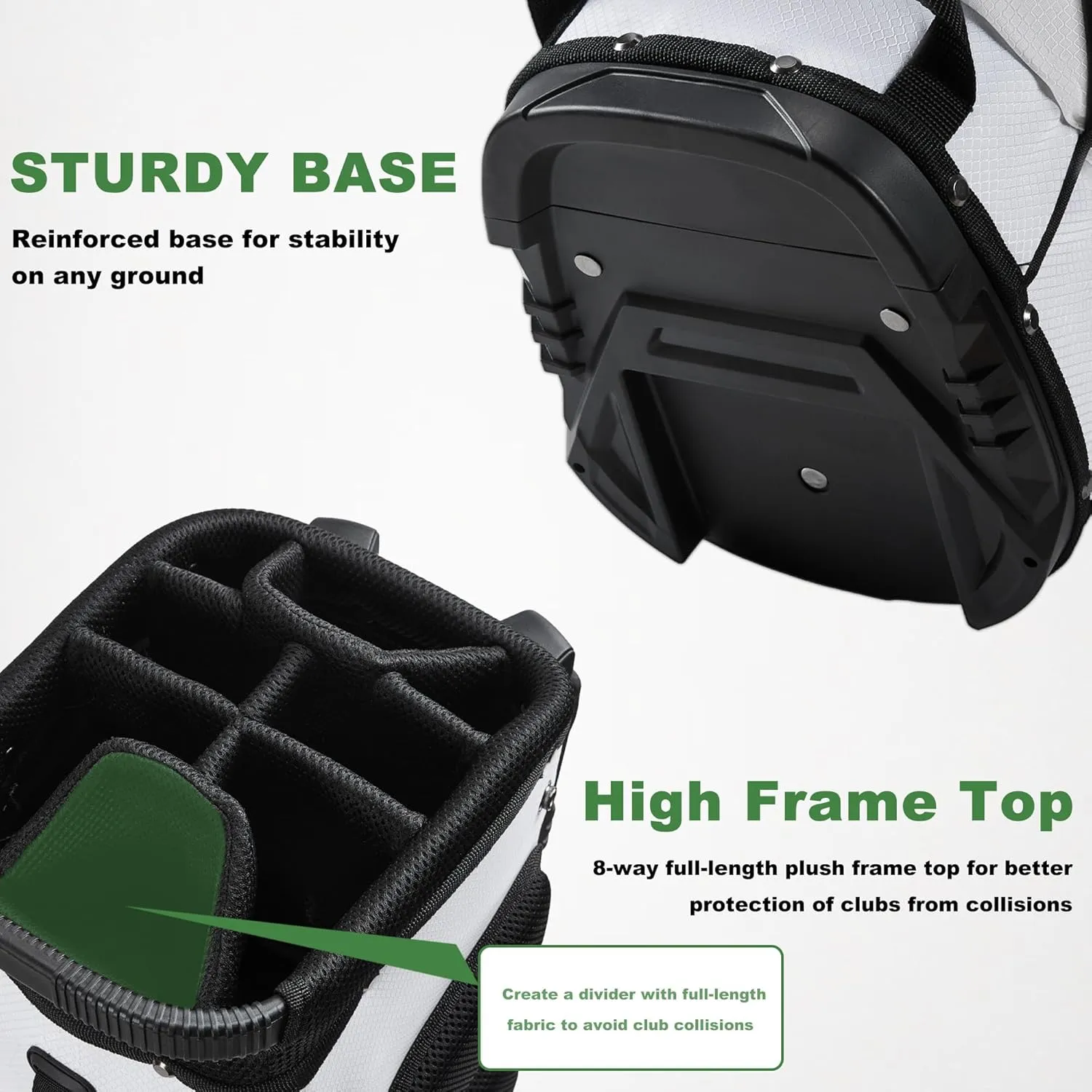 Golf Stand Bag with 8 Way Top Dividers, Golf Bags for Men Women, Lightweight Club Bags with Multiple Pockets, Dual Straps
