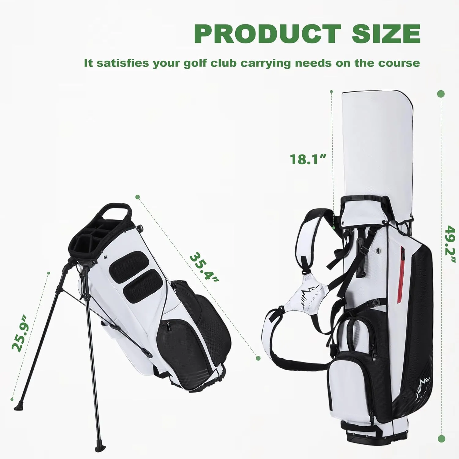 Golf Stand Bag with 8 Way Top Dividers, Golf Bags for Men Women, Lightweight Club Bags with Multiple Pockets, Dual Straps