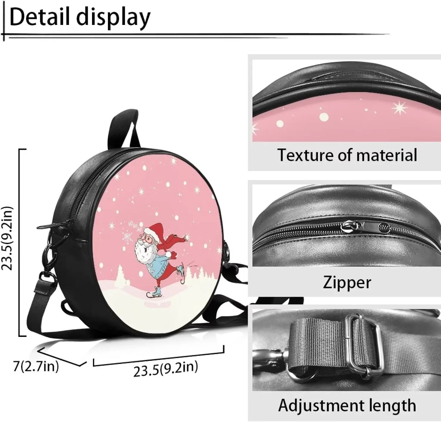 Gomyblomy Womens Girls Tote Handbag Fashion Zip Up PU Leather Meaasenger Bag Round Wallet with Adjustable Straps
