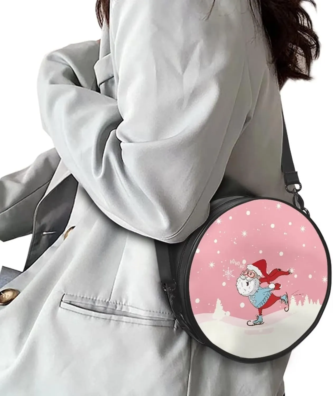 Gomyblomy Womens Girls Tote Handbag Fashion Zip Up PU Leather Meaasenger Bag Round Wallet with Adjustable Straps