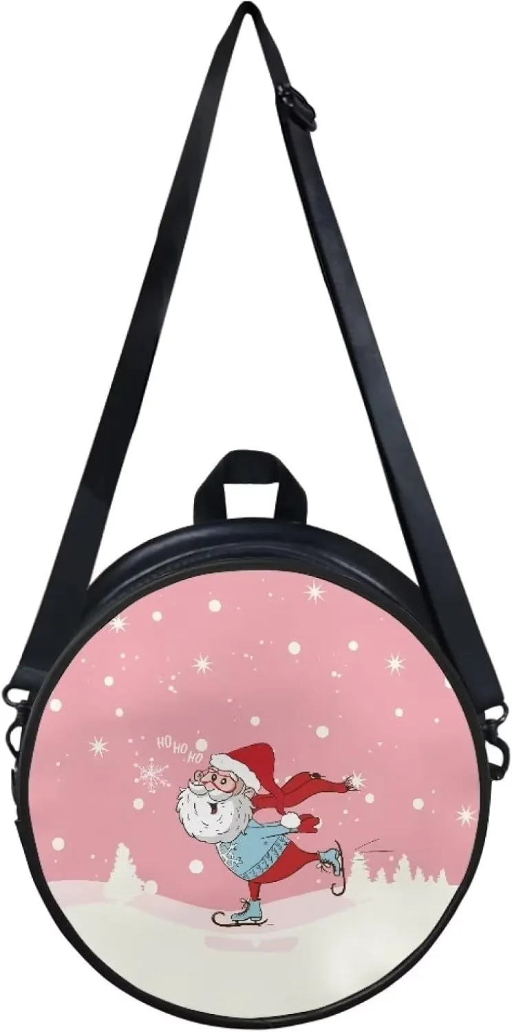 Gomyblomy Womens Girls Tote Handbag Fashion Zip Up PU Leather Meaasenger Bag Round Wallet with Adjustable Straps