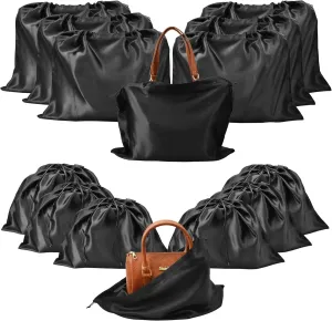 GONGKANGYUAN 12 Pcs Dust Bags for Purses and Handbags Satin Purse Storage Organizer With Drawstring Closure Handbag Protector (Black)