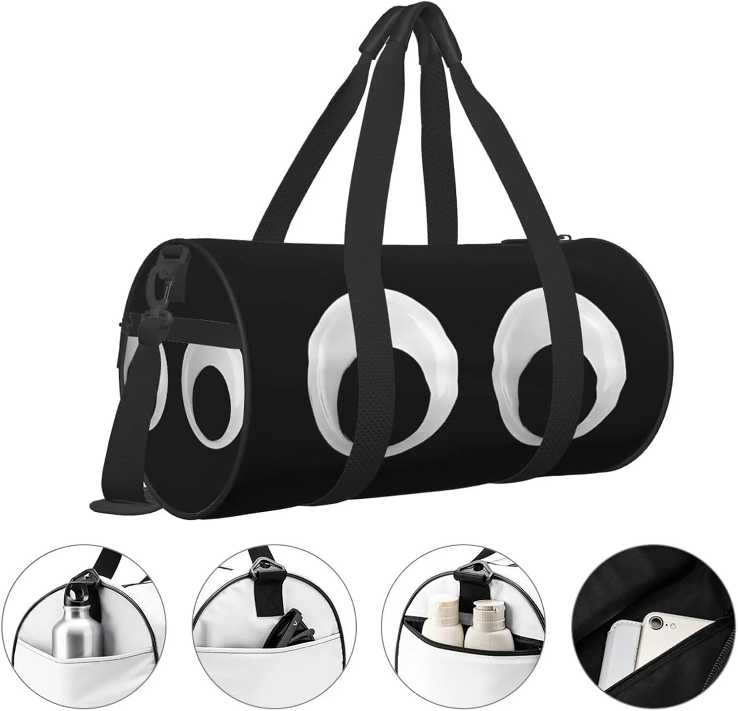 Googly Eyes Round Travel Duffel Bag Large Capacity Gym Sports Bags for Hiking Vacation Trips