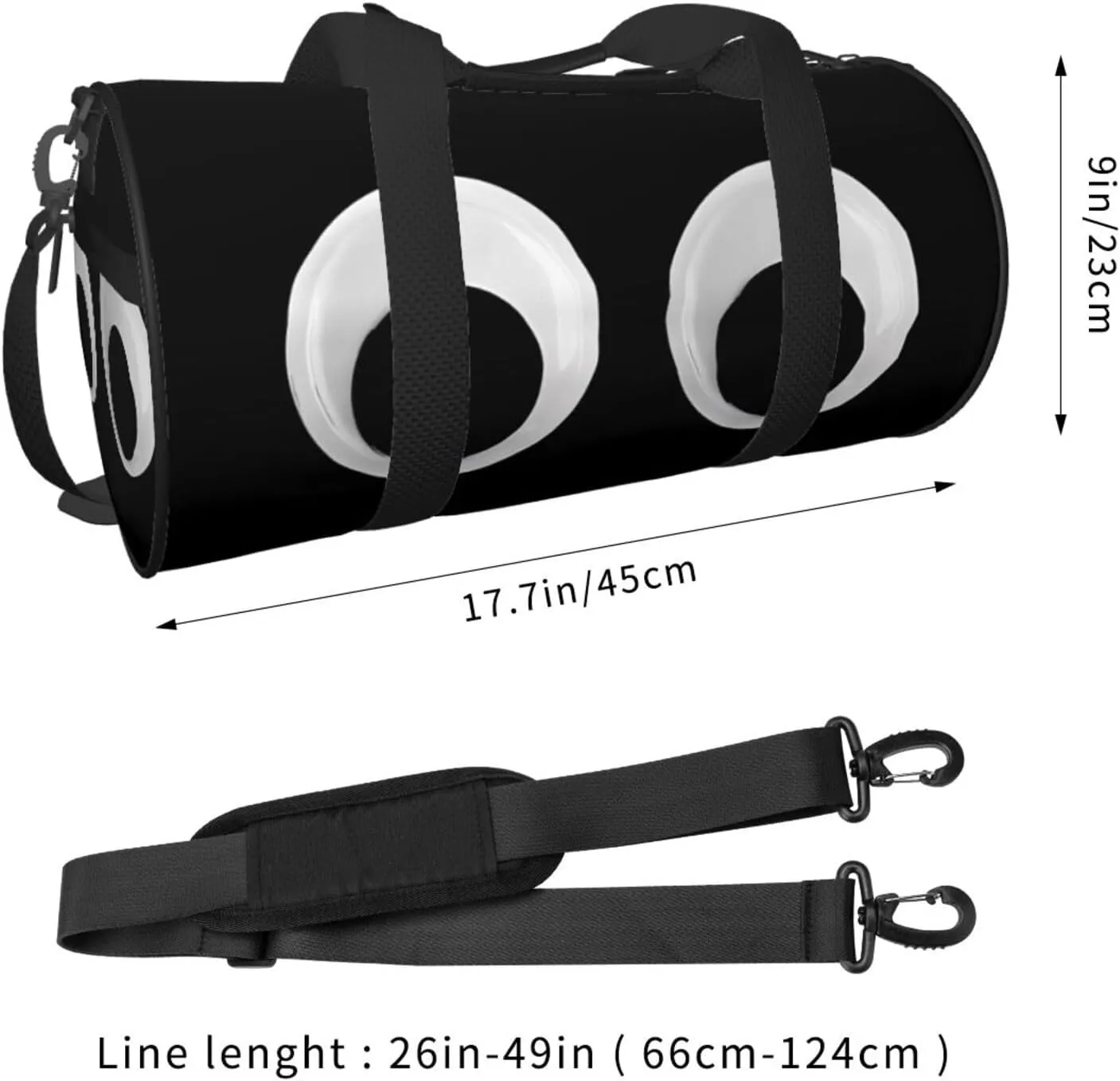Googly Eyes Round Travel Duffel Bag Large Capacity Gym Sports Bags for Hiking Vacation Trips