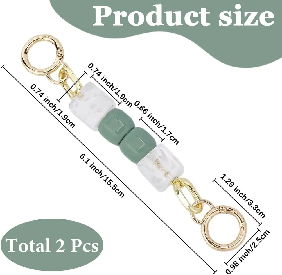GORGECRAFT 2Pcs Beaded Purse Strap Extender Resin Handbag Chain 6.1" Short Beaded Bag Handle Chains Replacement Extending Strap with Gold Alloy Spring Gate Ring for Crossbody Shoulder Bags Supplies