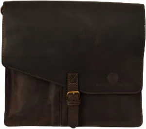 Gotham City Handmade Genuine Leather Crossbody Laptop Messenger Shoulder Bag 14 inch Satchel for Men and Women Crazy Horse Distressed Black-Brown