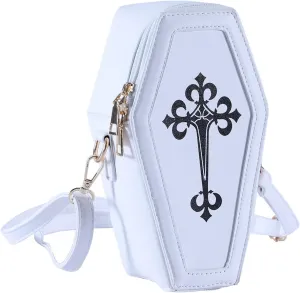 Gothic PU Leather Bag Women’s Crossbody Coffin Shape Bag Cell Phone Purse Small Shoulder Bag for Halloween Cosplay