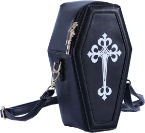 Gothic PU Leather Bag Women’s Crossbody Coffin Shape Bag Cell Phone Purse Small Shoulder Bag for Halloween Cosplay