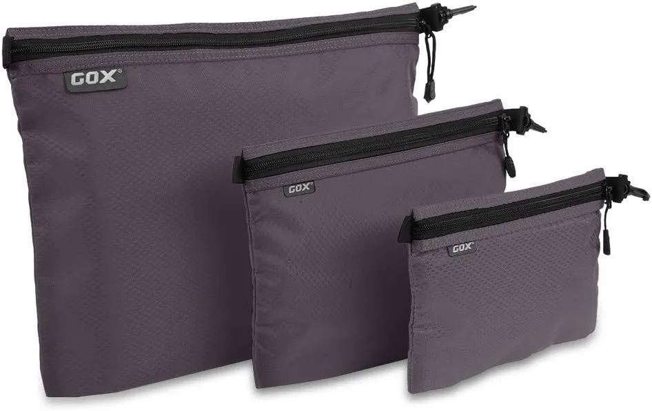 GOX 3 Pack Travel Toiletry Bag for Men Carry On Packing Organizer Zipper Pouch Portable Cosmetic Pouch Accessory Document Electronics