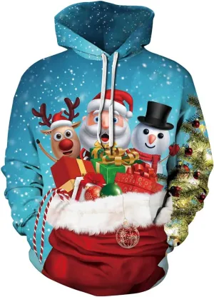 Grace's Secret Unisex 3D Ugly Christmas Sweatshirt Kangaroo Pocket Hoodies Pullover