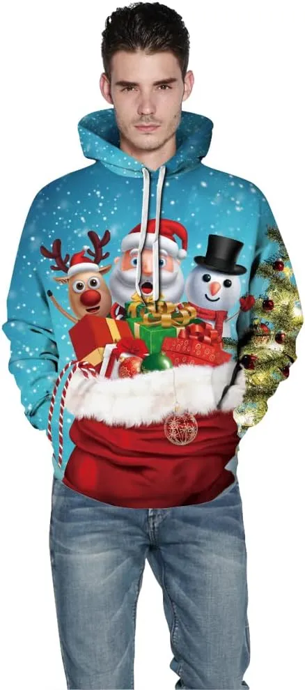 Grace's Secret Unisex 3D Ugly Christmas Sweatshirt Kangaroo Pocket Hoodies Pullover
