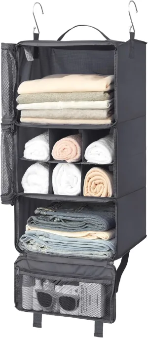 GRANNY SAYS Compression Packing Cubes for Travel, Extra Large Hanging Luggage Organizer, 3-Shelf Foldable Hanging Travel Shelves with 2 Hooks and Window, Packing Cubes for Carry on Suitcase Organizer