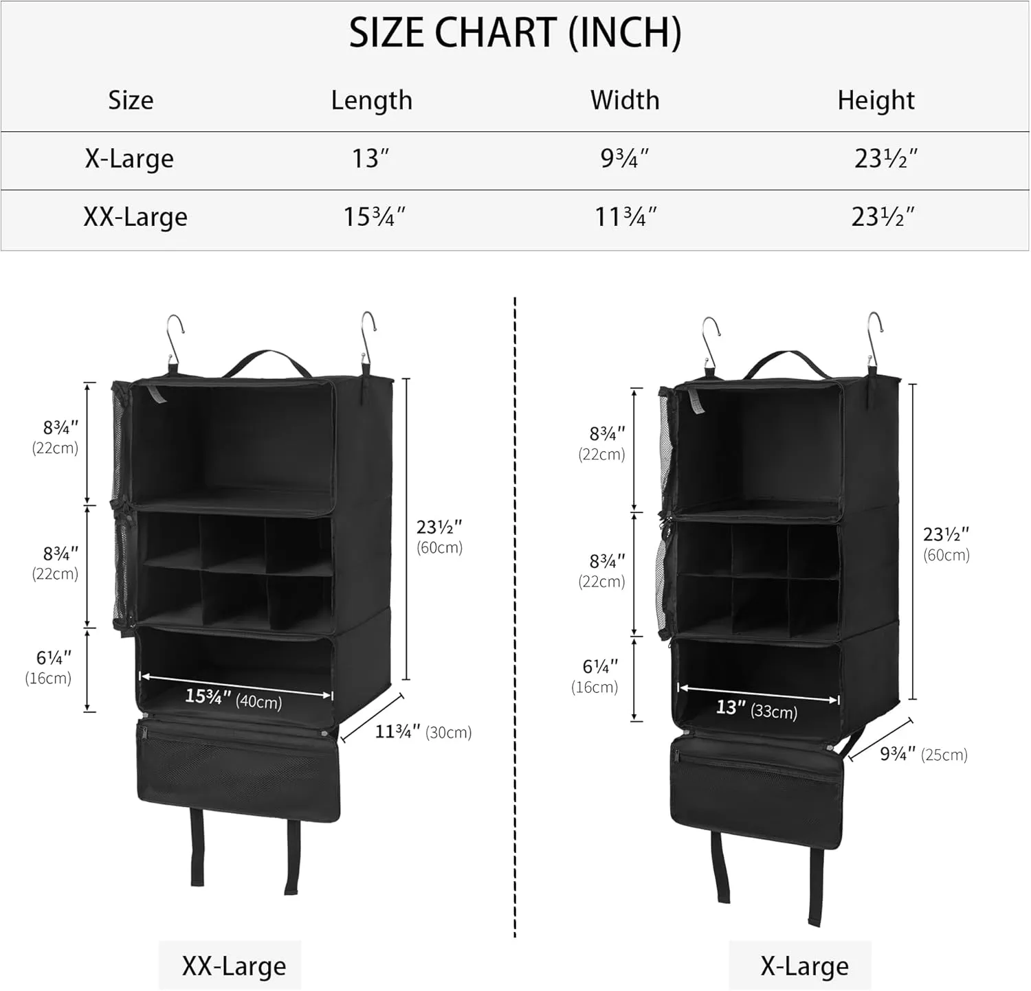 GRANNY SAYS Compression Packing Cubes for Travel, Extra Large Hanging Luggage Organizer, 3-Shelf Foldable Hanging Travel Shelves with 2 Hooks and Window, Packing Cubes for Carry on Suitcase Organizer