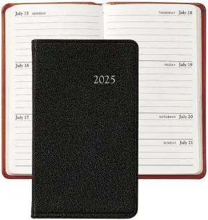 Graphic Image 2025 Black Goatskin 5in Pocket Datebook in Fine Leather (tm) - 3x5, PJ5MRBLGTIBLK