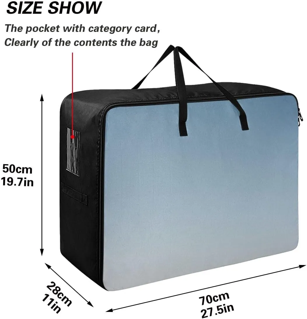 Gray Orange Gradient Storage Bags, 27.5x19.7x11 In, Extra Large Storage Duffle Bag with Zippers and Handles Zippered Storage Bag for Moving