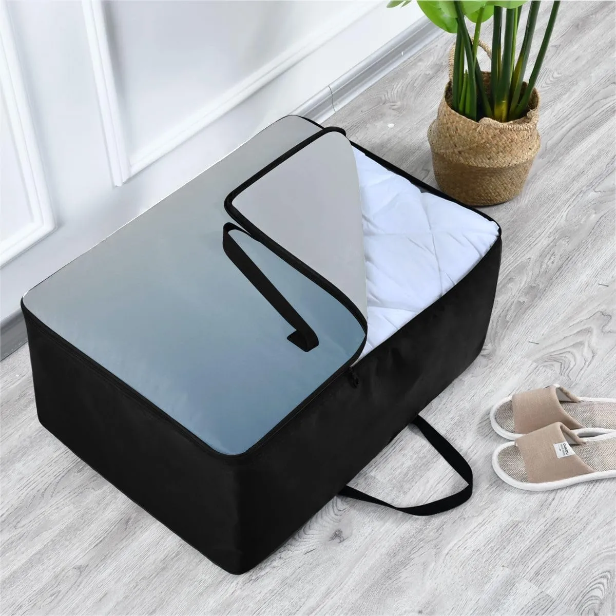 Gray Orange Gradient Storage Bags, 27.5x19.7x11 In, Extra Large Storage Duffle Bag with Zippers and Handles Zippered Storage Bag for Moving