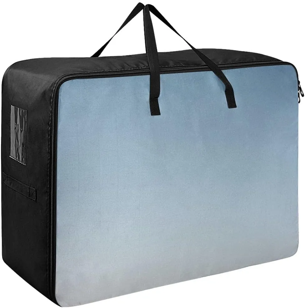 Gray Orange Gradient Storage Bags, 27.5x19.7x11 In, Extra Large Storage Duffle Bag with Zippers and Handles Zippered Storage Bag for Moving