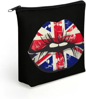 Great Britain England Lips Makeup Bag Print Cosmetic Bags Purse Organizer Pouch for Women Men