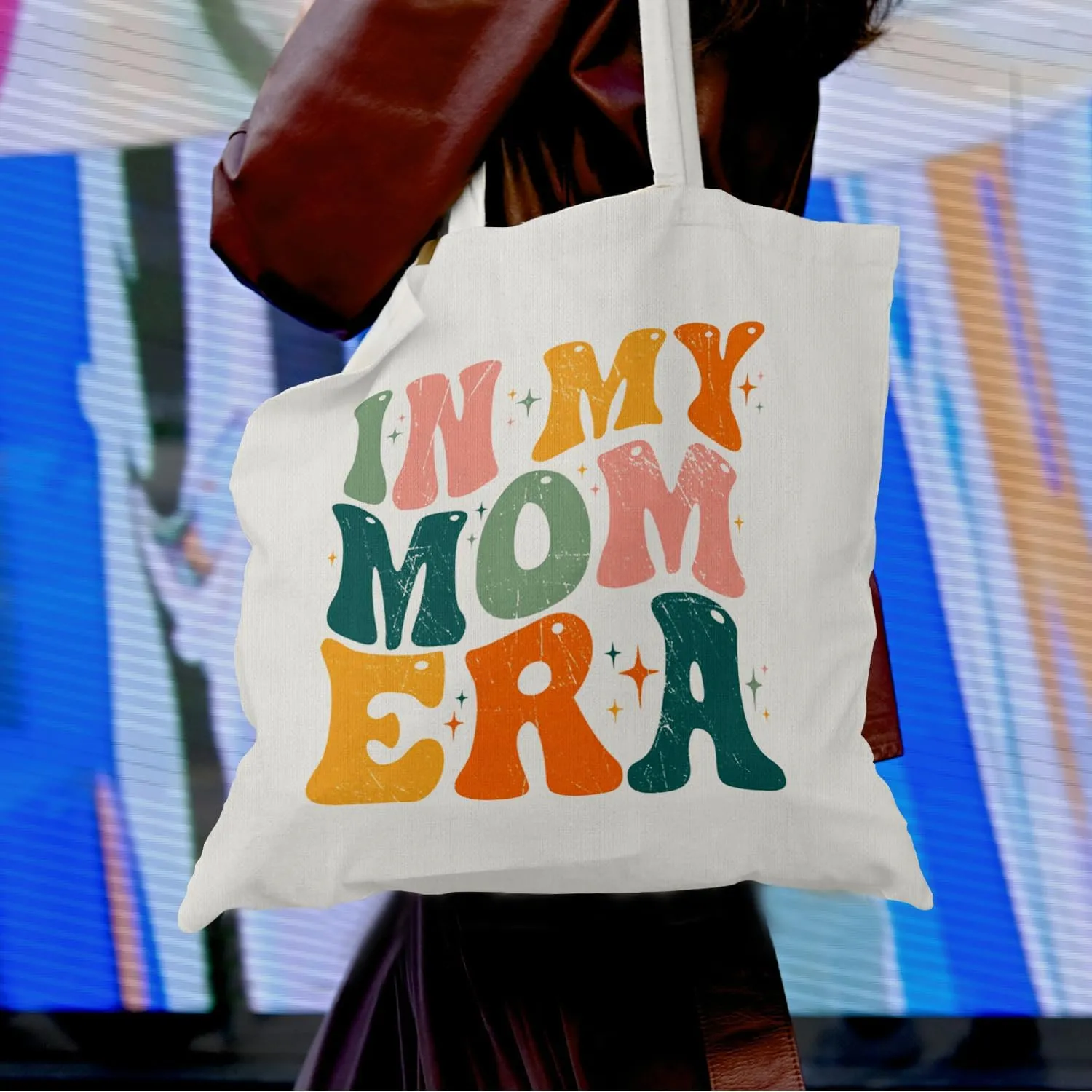 Great Grandma Mom Aunt Canvas Tote Bag, New Nana Auntie Gifts from Grandkids Daughters Sons,In My Mom Era Gifts
