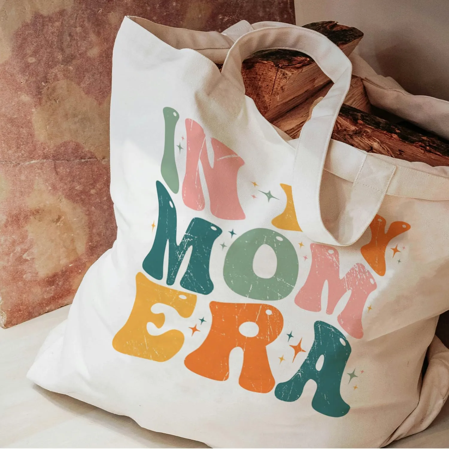 Great Grandma Mom Aunt Canvas Tote Bag, New Nana Auntie Gifts from Grandkids Daughters Sons,In My Mom Era Gifts