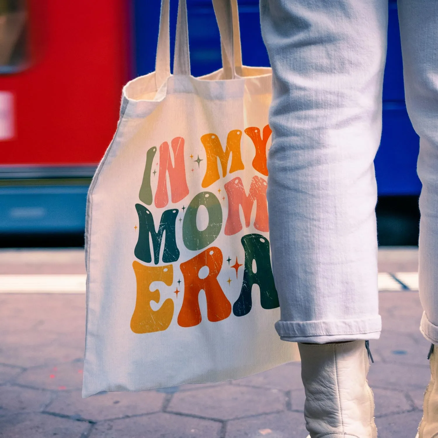 Great Grandma Mom Aunt Canvas Tote Bag, New Nana Auntie Gifts from Grandkids Daughters Sons,In My Mom Era Gifts