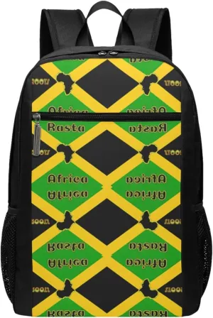 Great Jamaica National Day Africa Rasta Roots Casual Backpacks Sports Backpack Large Capacity Travel Rucksack Laptop Daypack with Multi-Pockets Adjustable Strap Work Bag for Hiking