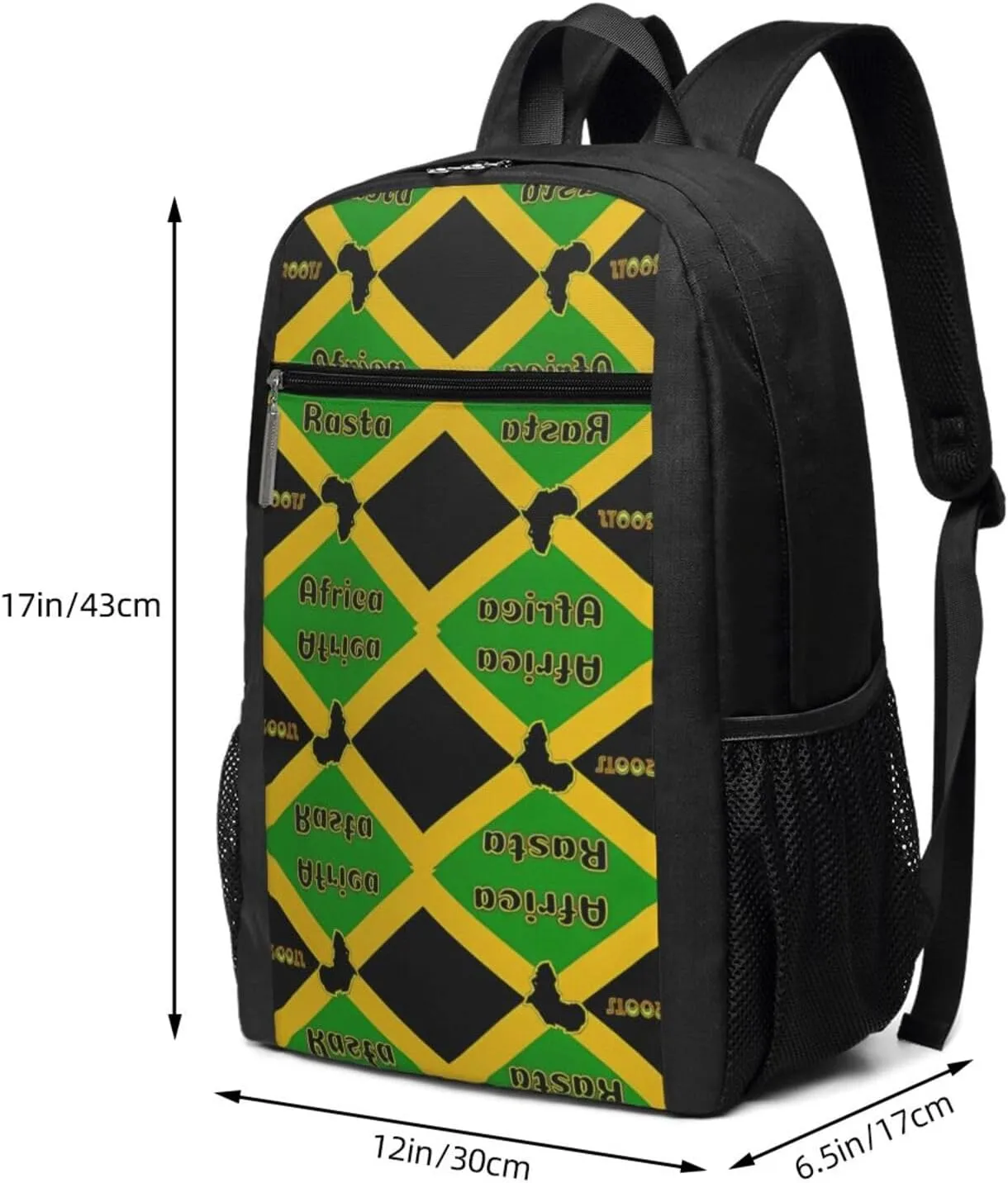 Great Jamaica National Day Africa Rasta Roots Casual Backpacks Sports Backpack Large Capacity Travel Rucksack Laptop Daypack with Multi-Pockets Adjustable Strap Work Bag for Hiking