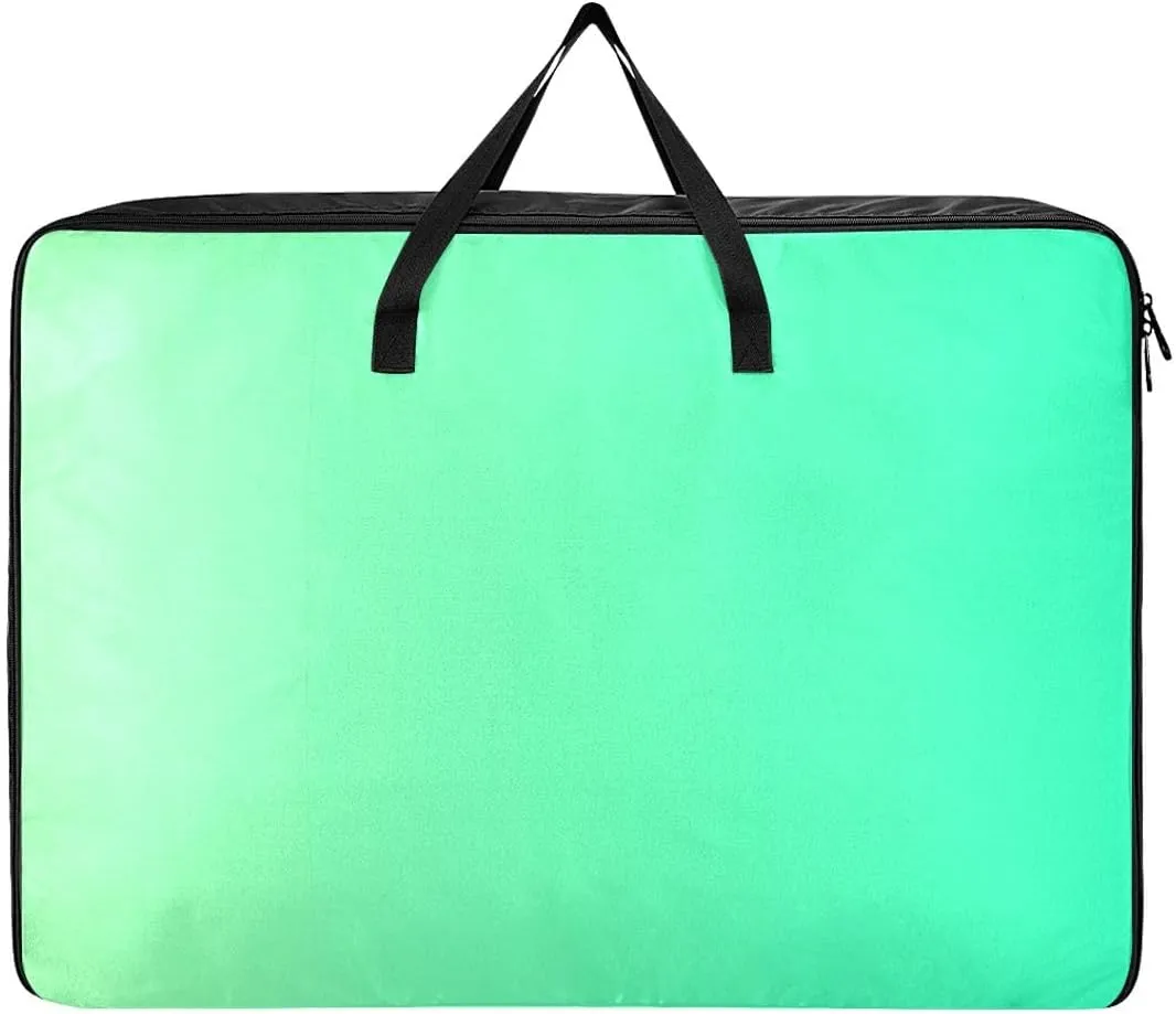 Green Gradient Storage Bag, 27.5x19.7x11 In, Collapsible Moving Bags Zippered Storage Bag for Closet Comforter, Pillow, Quilt
