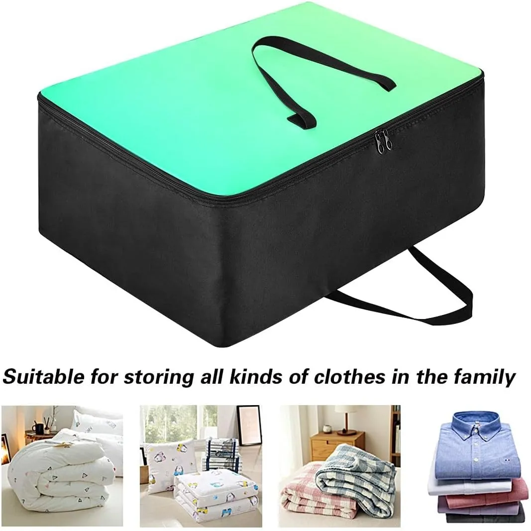 Green Gradient Storage Bag, 27.5x19.7x11 In, Collapsible Moving Bags Zippered Storage Bag for Closet Comforter, Pillow, Quilt