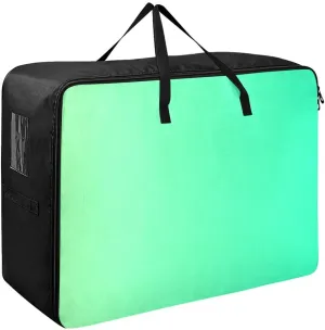 Green Gradient Storage Bag, 27.5x19.7x11 In, Collapsible Moving Bags Zippered Storage Bag for Closet Comforter, Pillow, Quilt