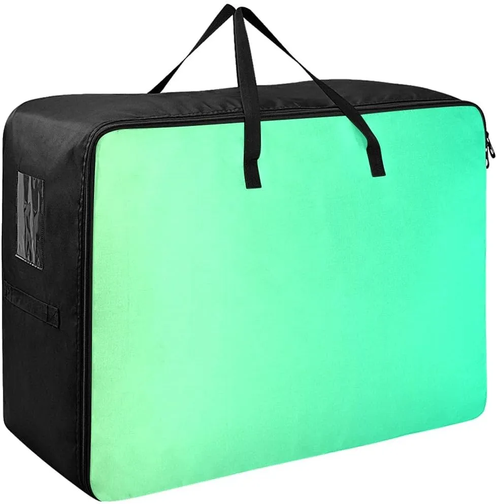 Green Gradient Storage Bag, 27.5x19.7x11 In, Collapsible Moving Bags Zippered Storage Bag for Closet Comforter, Pillow, Quilt