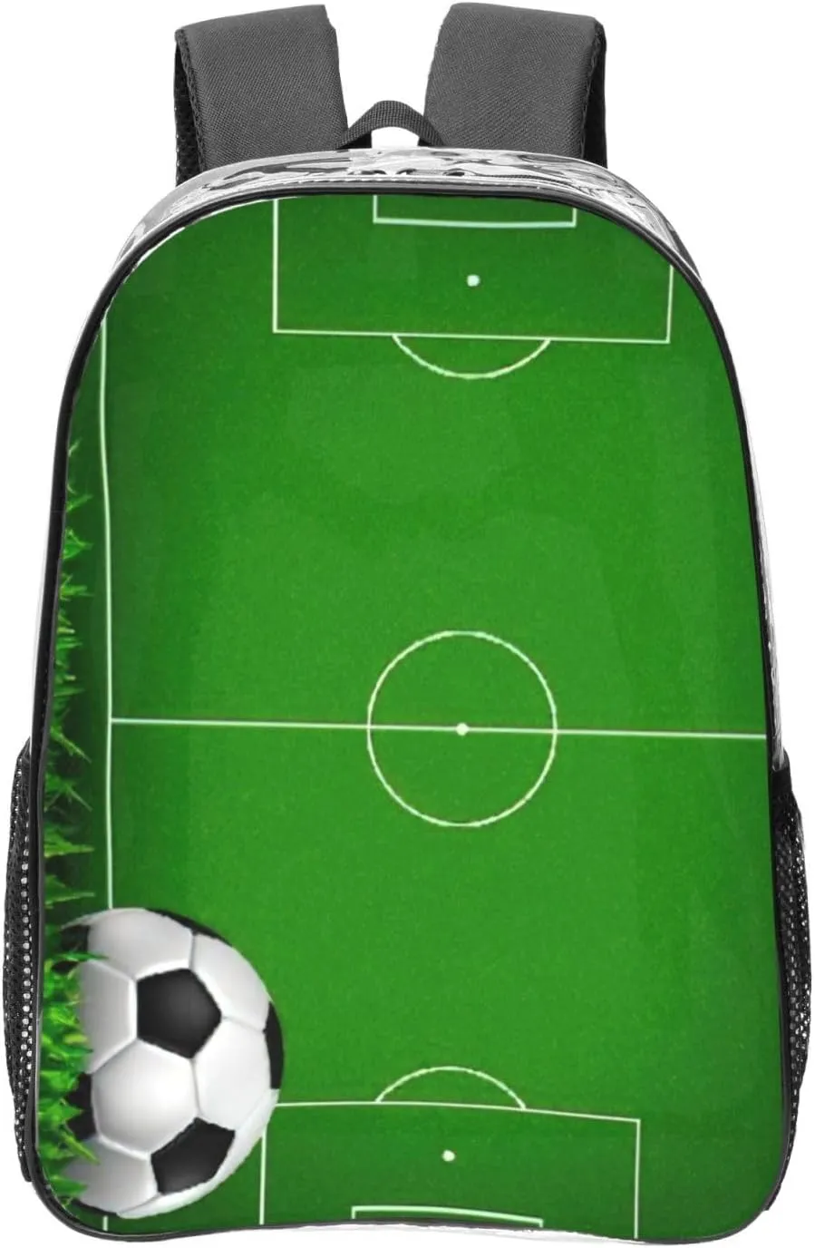 Green Grass Field Soccer Playground The Ball Print Large Clear PVC Backpack Men Women Suitable Bag Stadium Event Outdoor Sport Travel