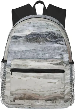 Grey Granite Stone Look Pattern Lightweight Packable Backpack Travel Casual Daypack Foldable Laptop Bag Backpack For Men Women