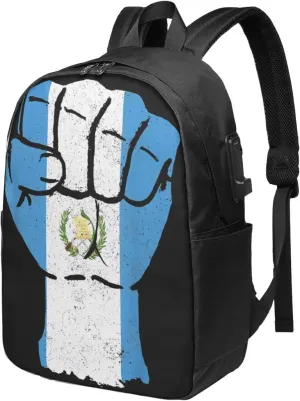 Guatemala Strong Guatemalan Flag Laptop Backpacks Travel Backpack Casual Business Daypack Sport Rucksack Computer Bag Fits up to 17 Inch Notebook with USB Port