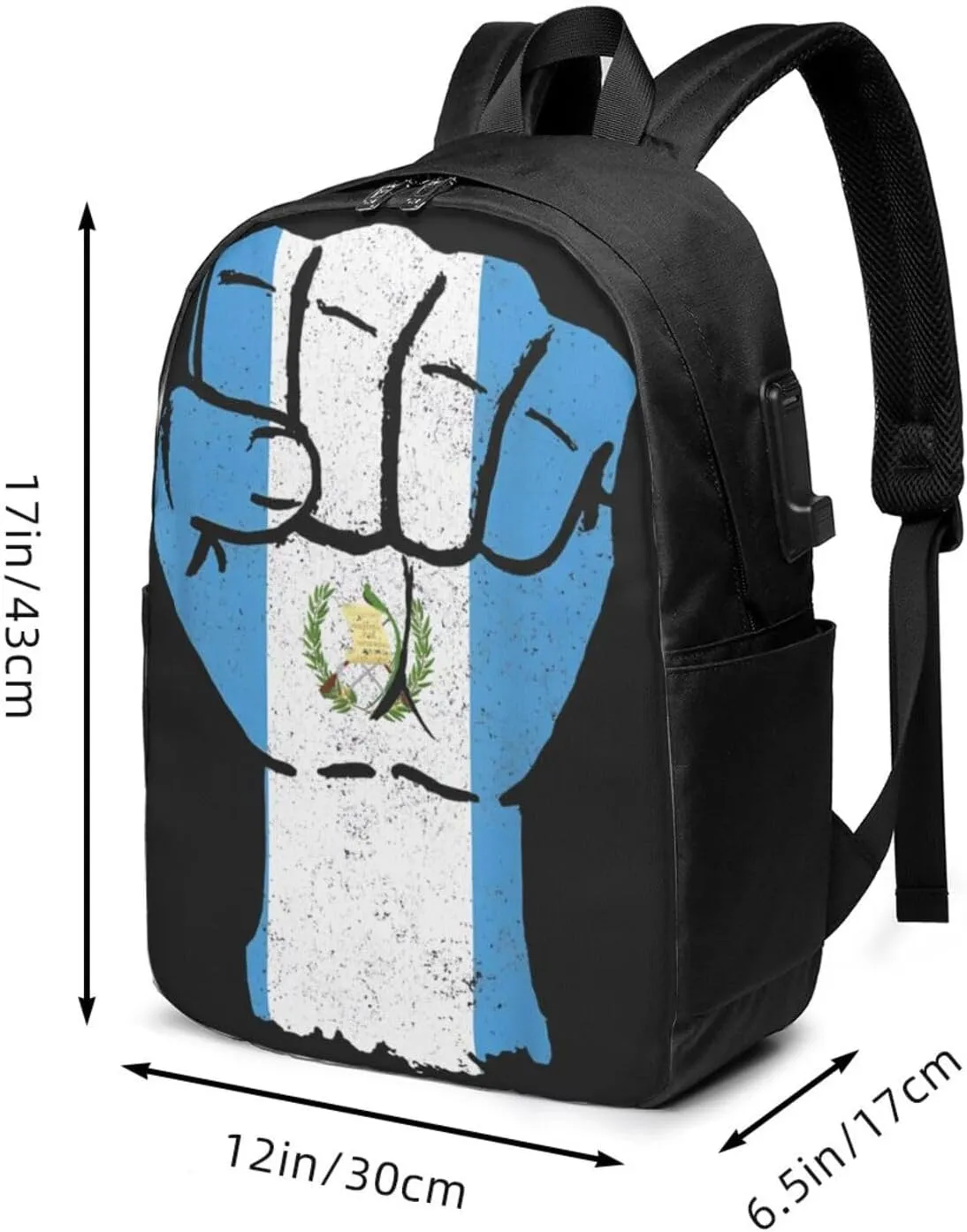 Guatemala Strong Guatemalan Flag Laptop Backpacks Travel Backpack Casual Business Daypack Sport Rucksack Computer Bag Fits up to 17 Inch Notebook with USB Port