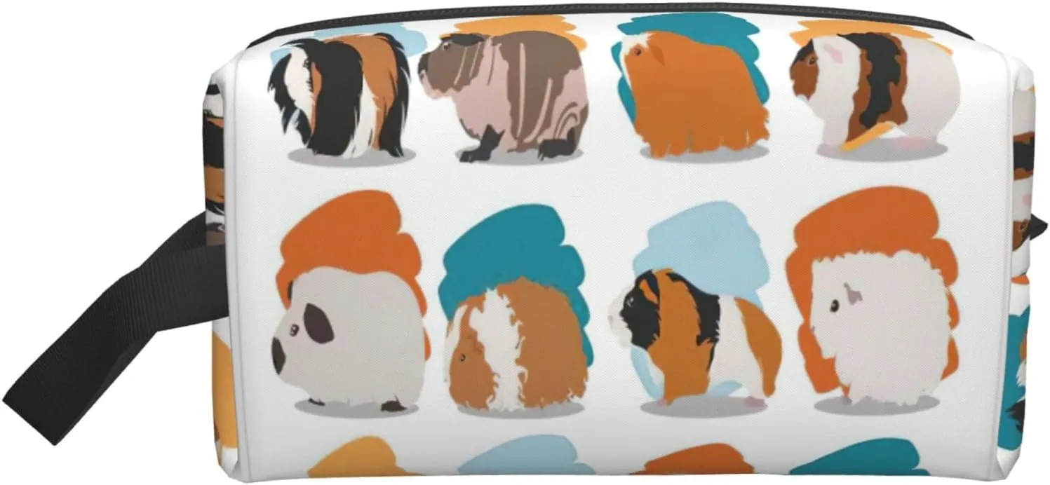 Guinea Pig Illustration Print Large Capacity Zippered Storage Bag Travel Cosmetic Organizer for Toiletries Makeup