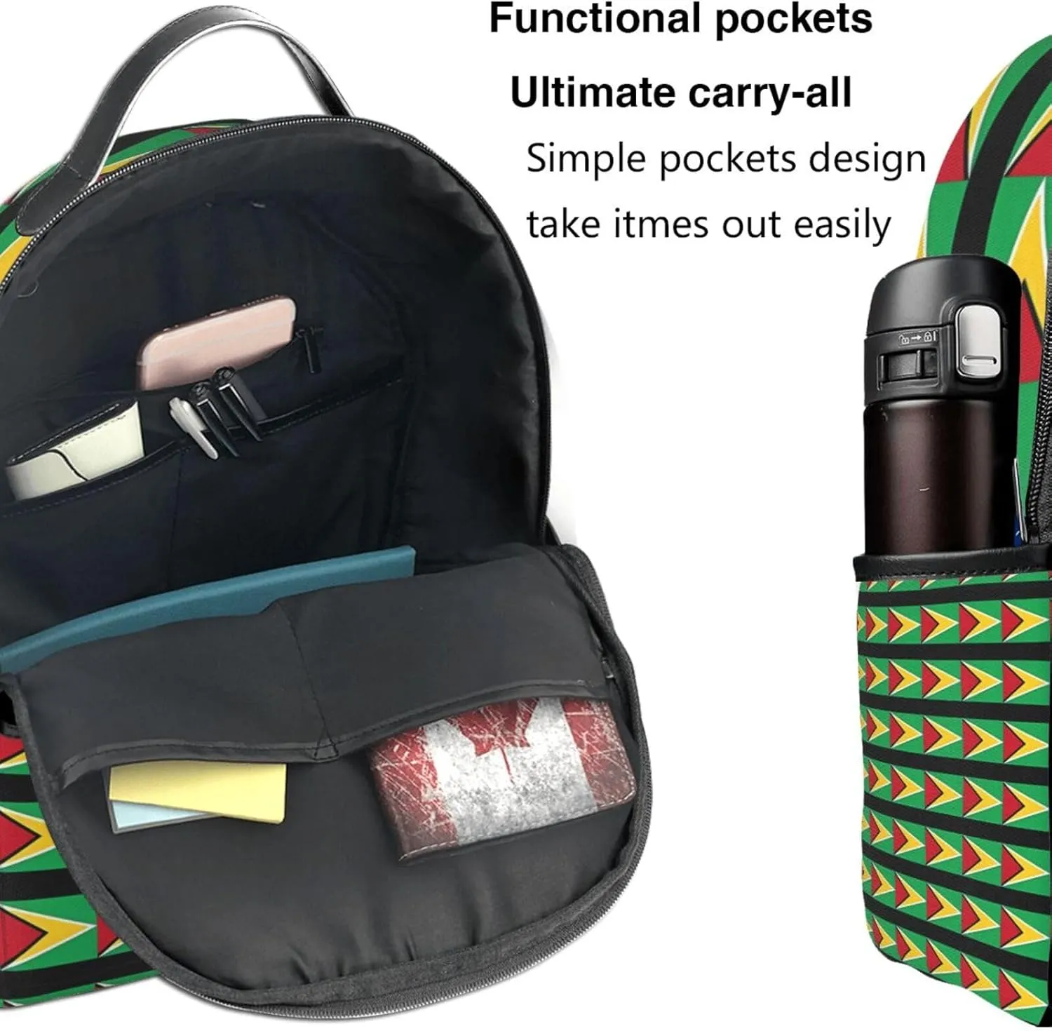 Guyana Guyanese Flag Casual Backpacks Laptop Backpack Carry-on Daypack Sports Travel Rucksack Lightweight Working Bag for Outdoor Hiking Cycling Walking