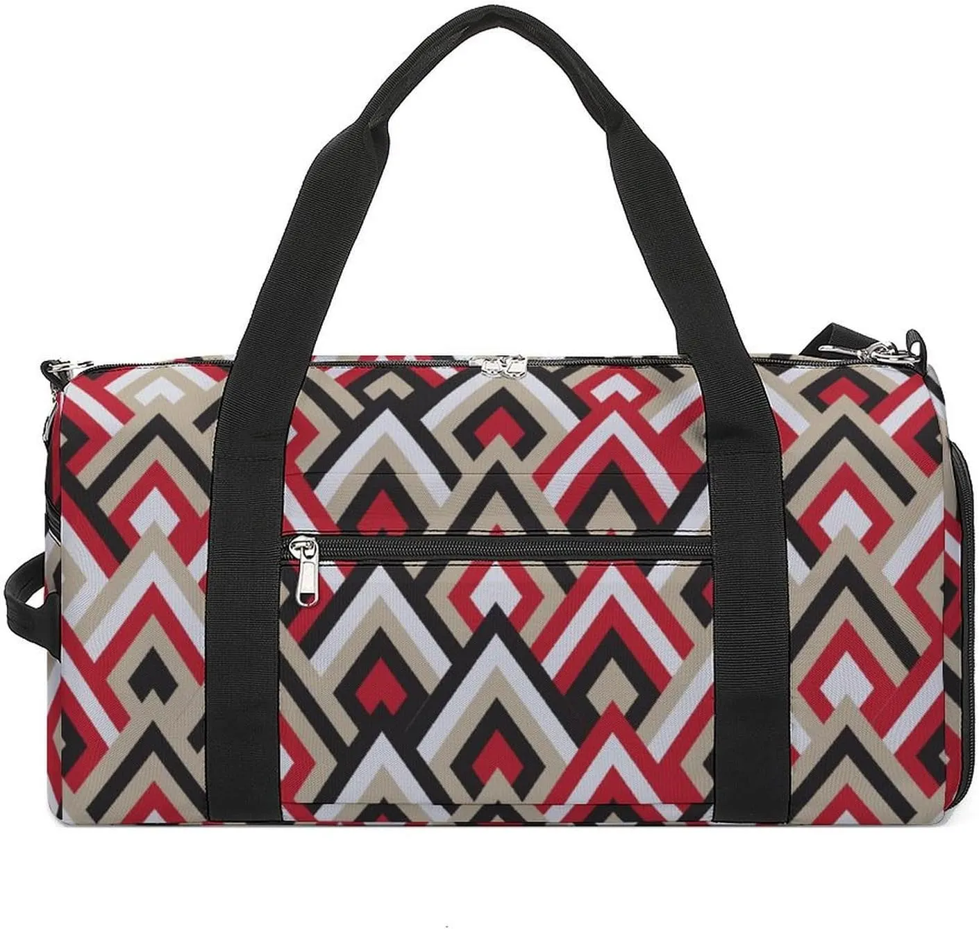 Gym Duffel Bag with Shoe Compartment Wet Pocket, Triangular Graphic Travel Bag for Men Women