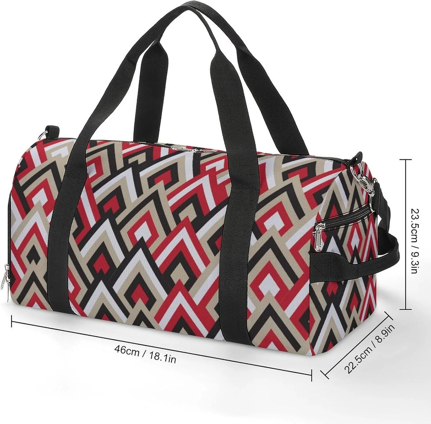 Gym Duffel Bag with Shoe Compartment Wet Pocket, Triangular Graphic Travel Bag for Men Women