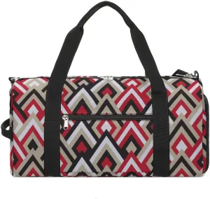 Gym Duffel Bag with Shoe Compartment Wet Pocket, Triangular Graphic Travel Bag for Men Women
