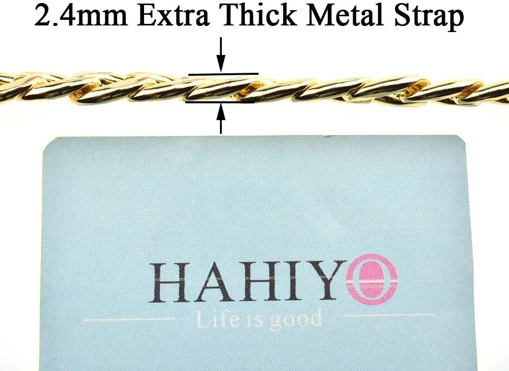 HAHIYO Purse Chain Strap 7.9 inches SPOT-ON Gold for Shoulder Cross Body Sling Purse Handbag Clutch Replacement Comfortable Flat 0.4' Wide Enough 2.4mm Extra Thick Metal 1 Pack