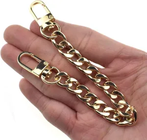 HAHIYO Purse Chain Strap 7.9 inches SPOT-ON Gold for Shoulder Cross Body Sling Purse Handbag Clutch Replacement Comfortable Flat 0.4' Wide Enough 2.4mm Extra Thick Metal 1 Pack