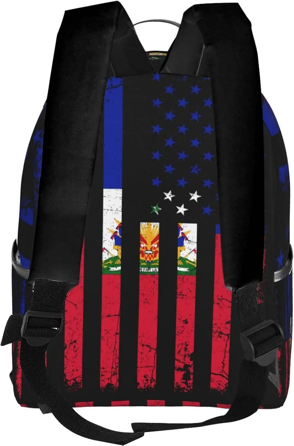 Haitian American Flag Haitian Roots Casual Backpacks Laptop Backpack Carry-on Daypack Sports Travel Rucksack Lightweight Working Bag for Outdoor Hiking Cycling Walking