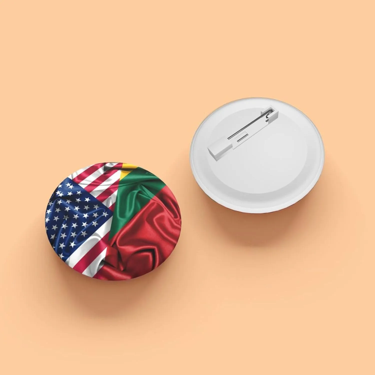Half Lithuanian American Flag Express Your Unique Style with Our Fashionable Round Badges