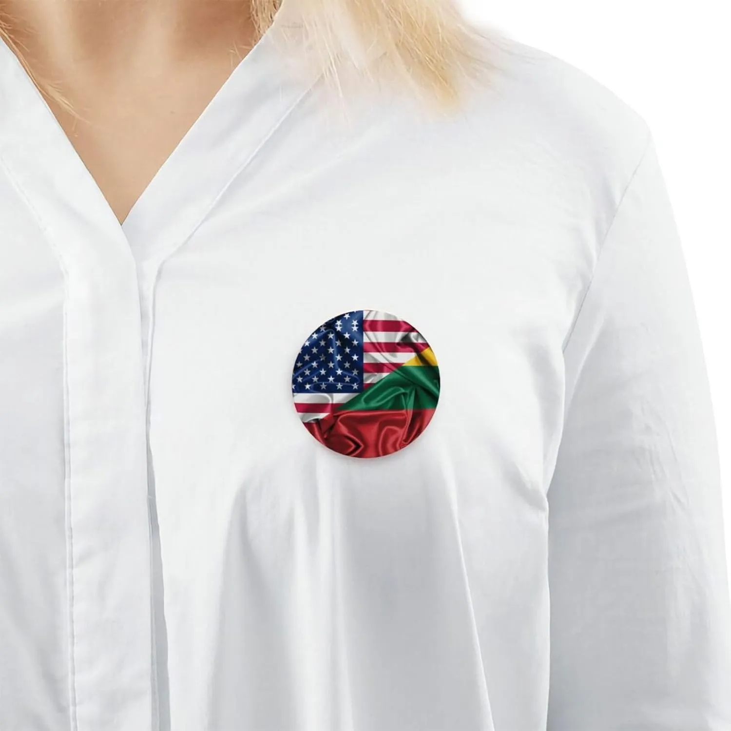 Half Lithuanian American Flag Express Your Unique Style with Our Fashionable Round Badges