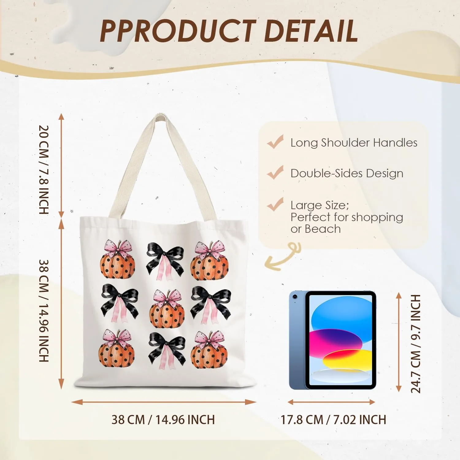 Halloween Tote Bag,Coquette Bow Fall Pumpkin Halloween Goth Tote Bags for Women,Reusable Grocery Bags